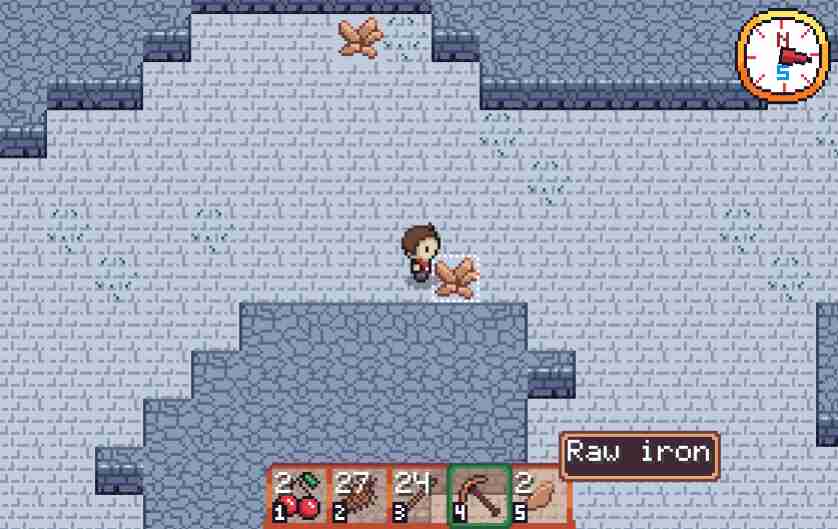 Bamboo screenshot showing player inside cave standing near to iron ore